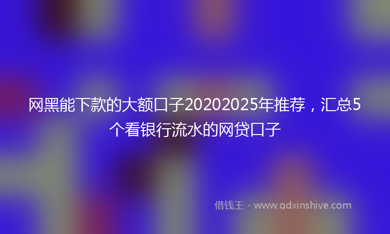 网黑能下款的大额口子20202025年推荐，汇总5个看银行流水的网贷口子