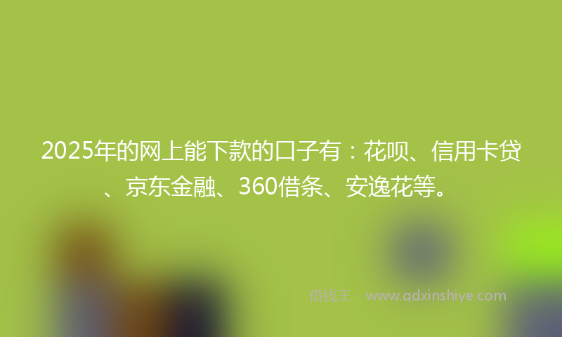 2025年的网上能下款的口子有：花呗、信用卡贷、京东金融、360借条、安逸花等。