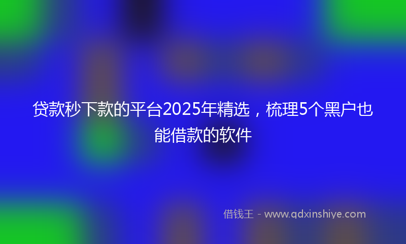 贷款秒下款的平台2025年精选，梳理5个黑户也能借款的软件