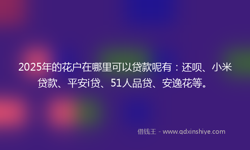 2025年的花户在哪里可以贷款呢有：还呗、小米贷款、平安i贷、51人品贷、安逸花等。