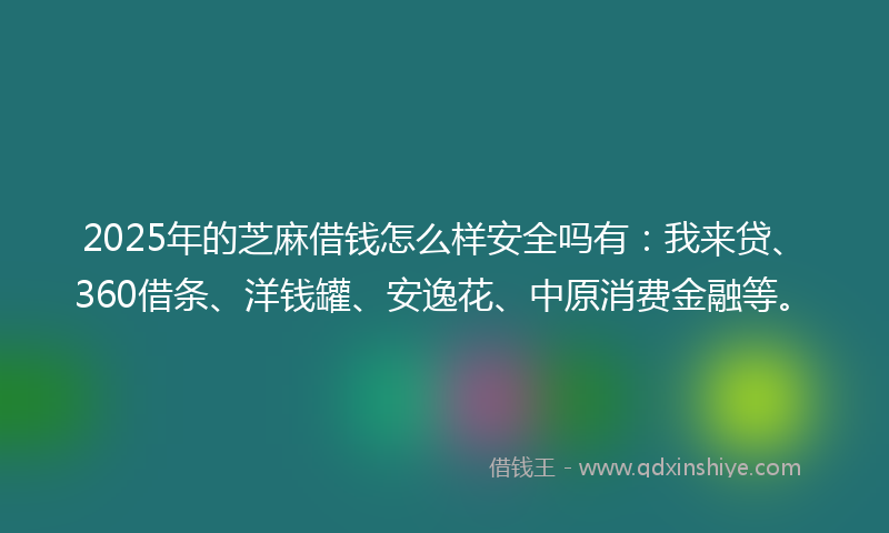 2025年的芝麻借钱怎么样安全吗有:我来贷、360借条、洋钱罐、安逸花、中原消费金融等。
