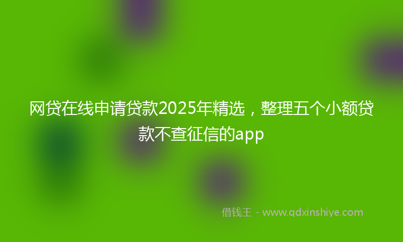 网贷在线申请贷款2025年精选，整理五个小额贷款不查征信的app