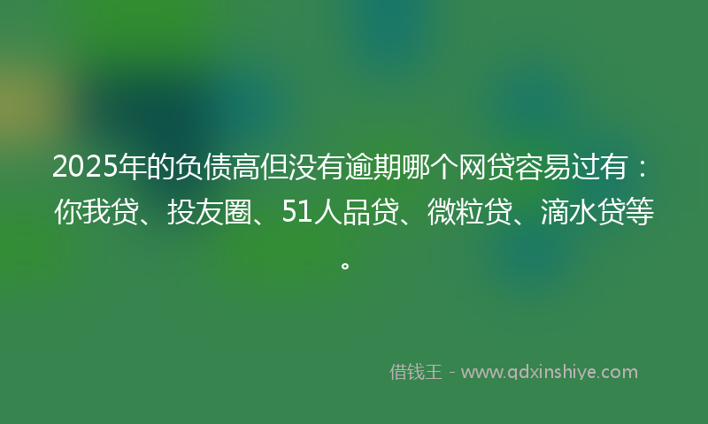 2025年的负债高但没有逾期哪个网贷容易过有：你我贷、投友圈、51人品贷、微粒贷、滴水贷等。