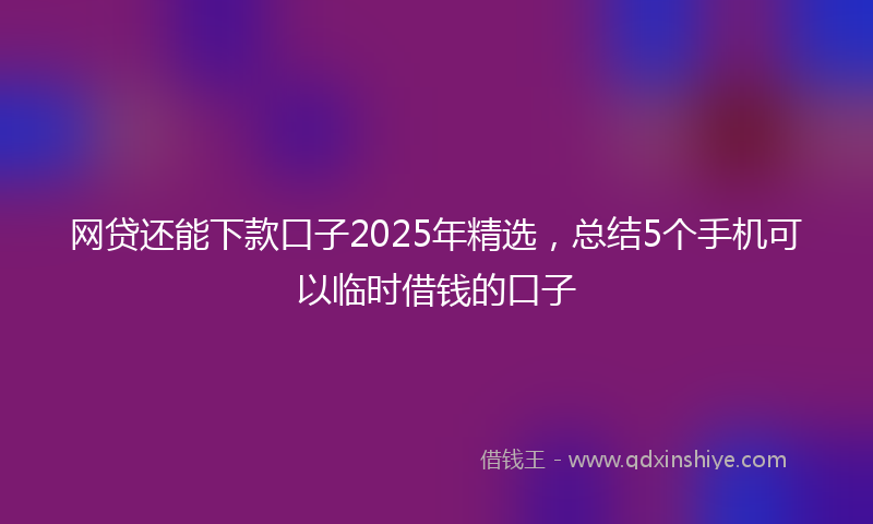 网贷还能下款口子2025年精选，总结5个手机可以临时借钱的口子