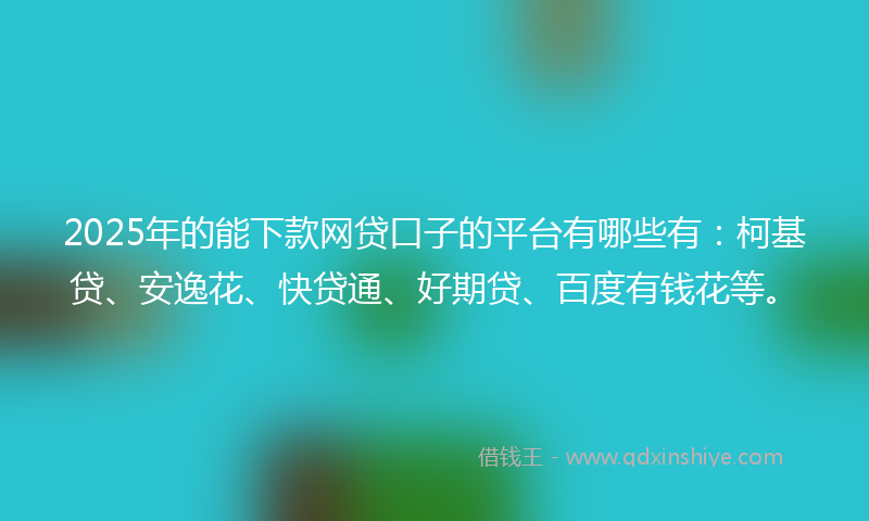 2025年的能下款网贷口子的平台有哪些有：柯基贷、安逸花、快贷通、好期贷、百度有钱花等。