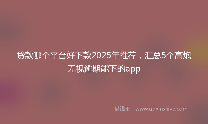 贷款哪个平台好下款2025年推荐，汇总5个高炮无视逾期能下的app