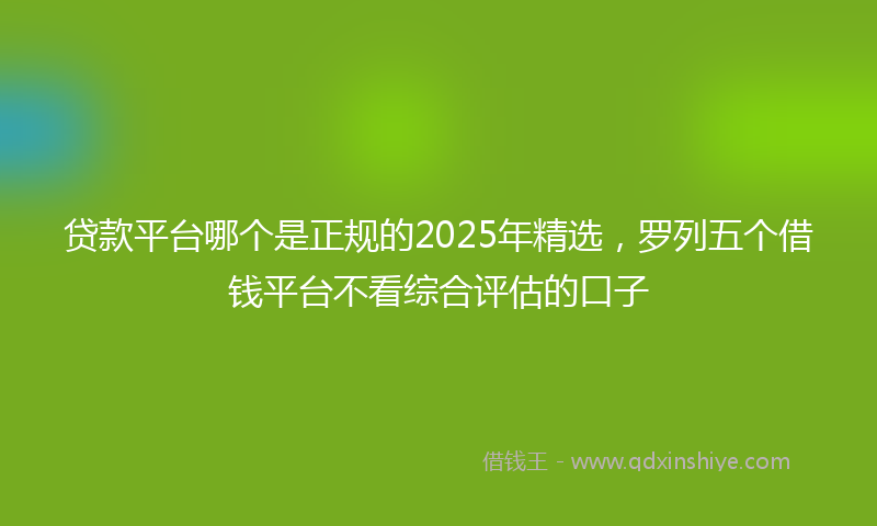 贷款平台哪个是正规的2025年精选，罗列五个借钱平台不看综合评估的口子