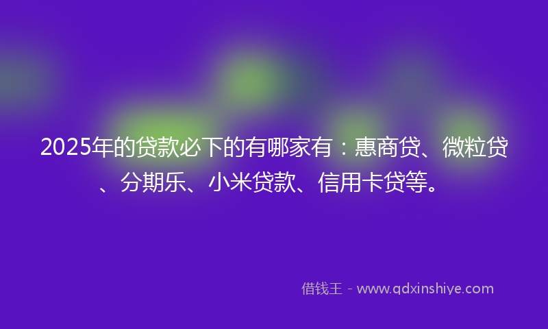 2025年的贷款必下的有哪家有：惠商贷、微粒贷、分期乐、小米贷款、信用卡贷等。