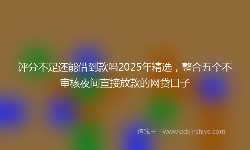 评分不足还能借到款吗2025年精选，整合五个不审核夜间直接放款的网贷口子