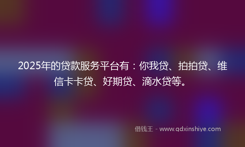 2025年的贷款服务平台有：你我贷、拍拍贷、维信卡卡贷、好期贷、滴水贷等。
