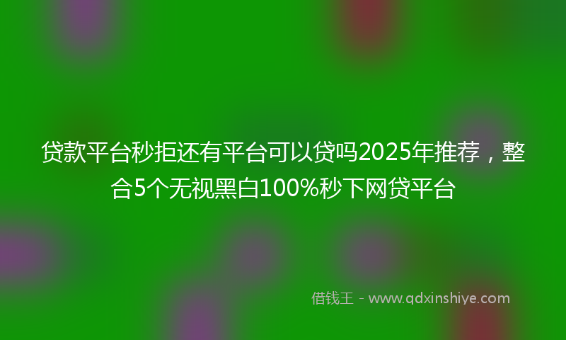 贷款平台秒拒还有平台可以贷吗2025年推荐，整合5个无视黑白100%秒下网贷平台