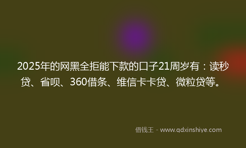 2025年的网黑全拒能下款的口子21周岁有：读秒贷、省呗、360借条、维信卡卡贷、微粒贷等。