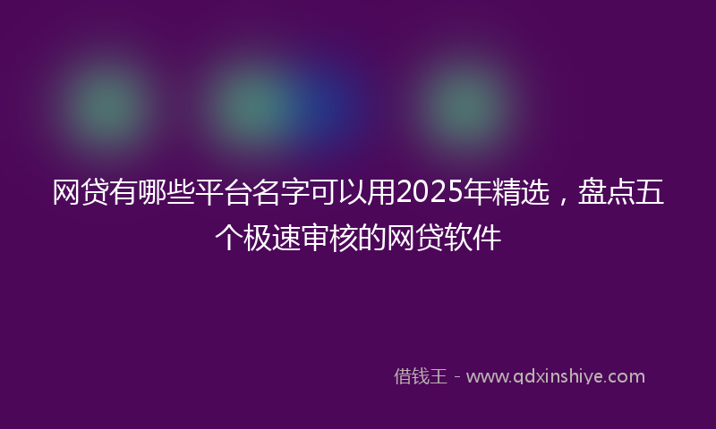 网贷有哪些平台名字可以用2025年精选，盘点五个极速审核的网贷软件