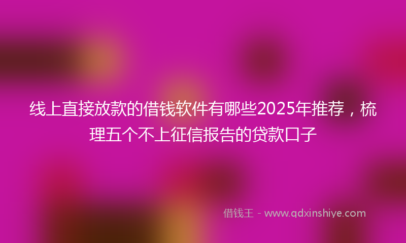 线上直接放款的借钱软件有哪些2025年推荐，梳理五个不上征信报告的贷款口子