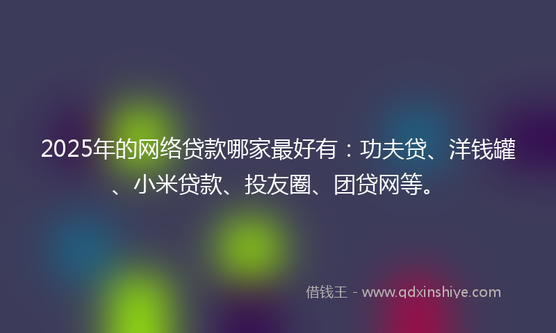 2025年的网络贷款哪家最好有：功夫贷、洋钱罐、小米贷款、投友圈、团贷网等。