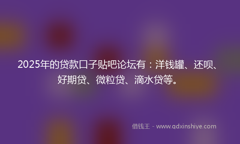 2025年的贷款口子贴吧论坛有：洋钱罐、还呗、好期贷、微粒贷、滴水贷等。
