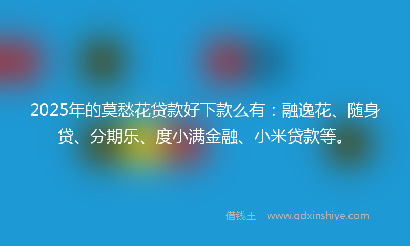 2025年的莫愁花贷款好下款么有：融逸花、随身贷、分期乐、度小满金融、小米贷款等。