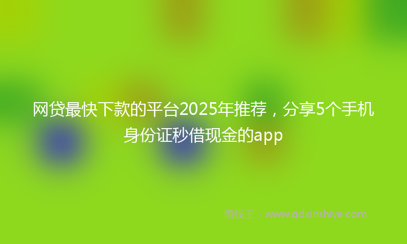 网贷最快下款的平台2025年推荐，分享5个手机身份证秒借现金的app