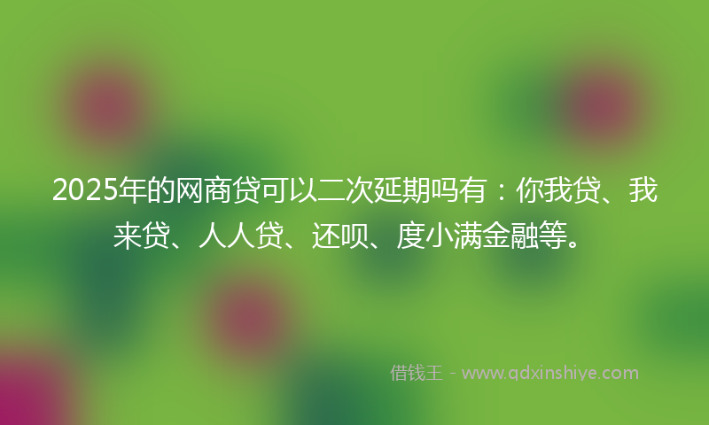2025年的网商贷可以二次延期吗有：你我贷、我来贷、人人贷、还呗、度小满金融等。