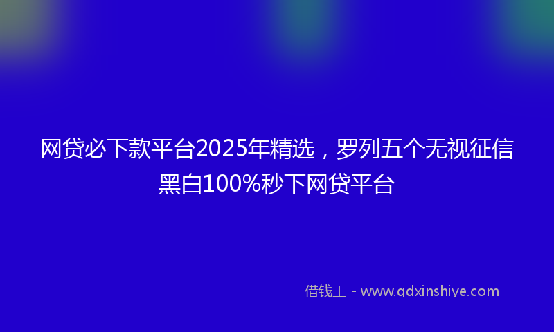 网贷必下款平台2025年精选，罗列五个无视征信黑白100%秒下网贷平台