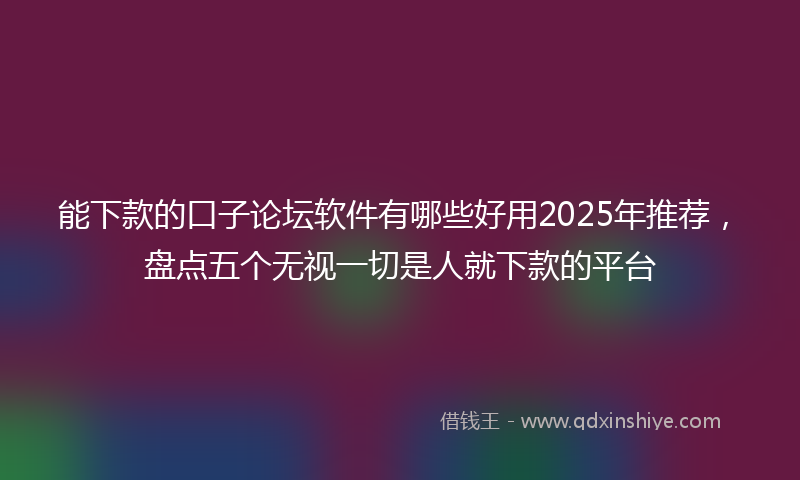 能下款的口子论坛软件有哪些好用2025年推荐，盘点五个无视一切是人就下款的平台