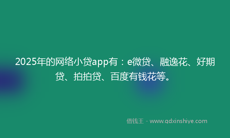 2025年的网络小贷app有：e微贷、融逸花、好期贷、拍拍贷、百度有钱花等。
