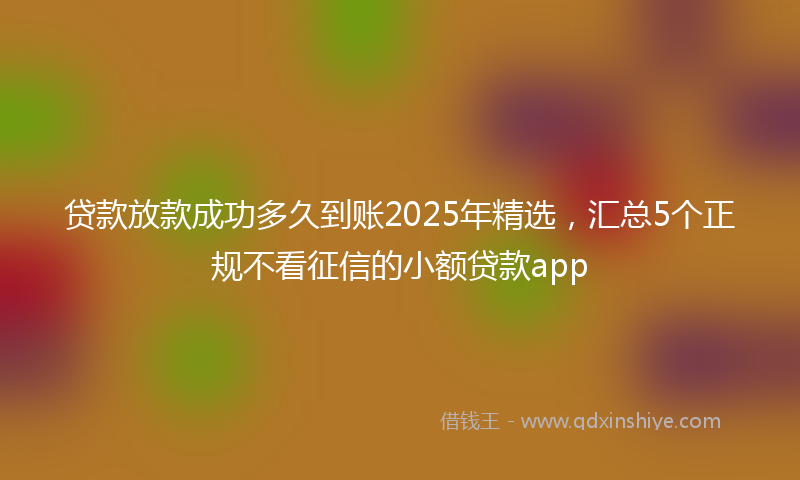 贷款放款成功多久到账2025年精选，汇总5个正规不看征信的小额贷款app
