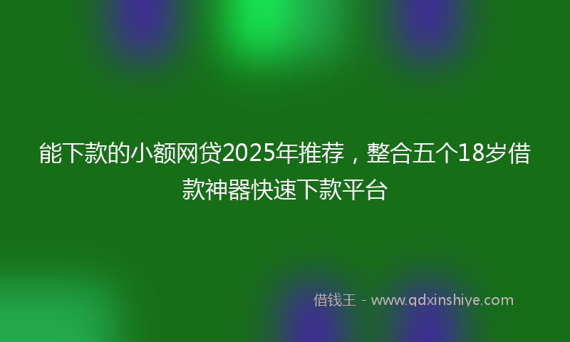 能下款的小额网贷2025年推荐，整合五个18岁借款神器快速下款平台