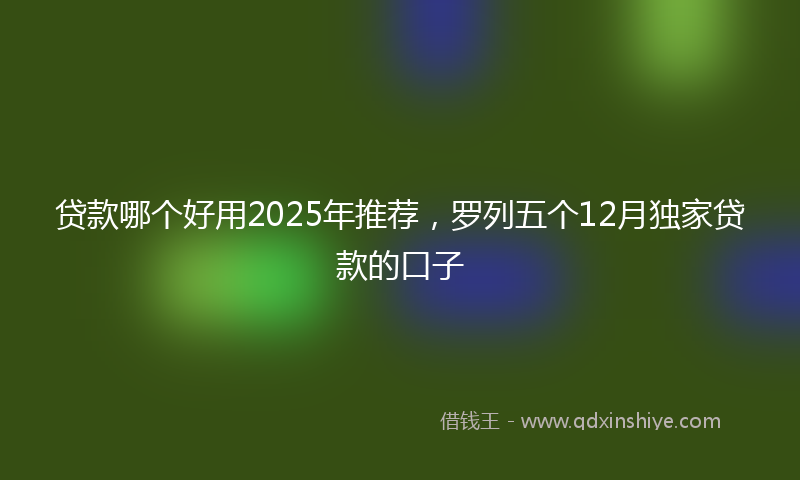 贷款哪个好用2025年推荐，罗列五个12月独家贷款的口子