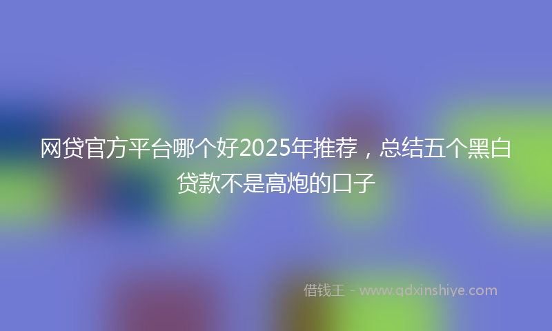 网贷官方平台哪个好2025年推荐，总结五个黑白贷款不是高炮的口子