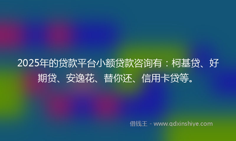 2025年的贷款平台小额贷款咨询有：柯基贷、好期贷、安逸花、替你还、信用卡贷等。