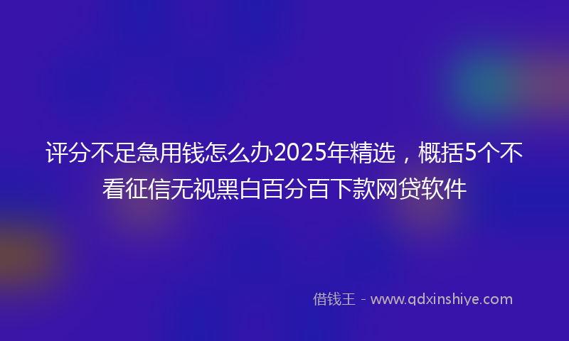 评分不足急用钱怎么办2025年精选，概括5个不看征信无视黑白百分百下款网贷软件