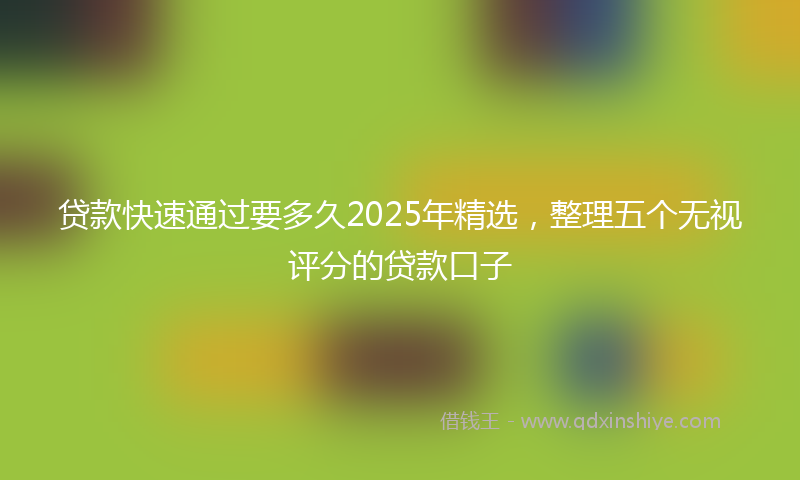 贷款快速通过要多久2025年精选，整理五个无视评分的贷款口子