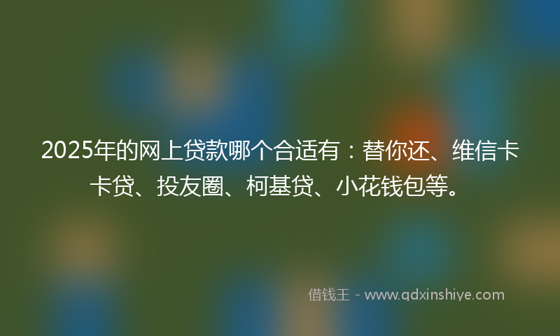 2025年的网上贷款哪个合适有：替你还、维信卡卡贷、投友圈、柯基贷、小花钱包等。