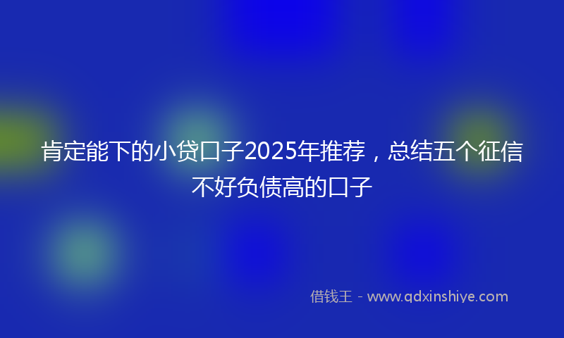 肯定能下的小贷口子2025年推荐，总结五个征信不好负债高的口子