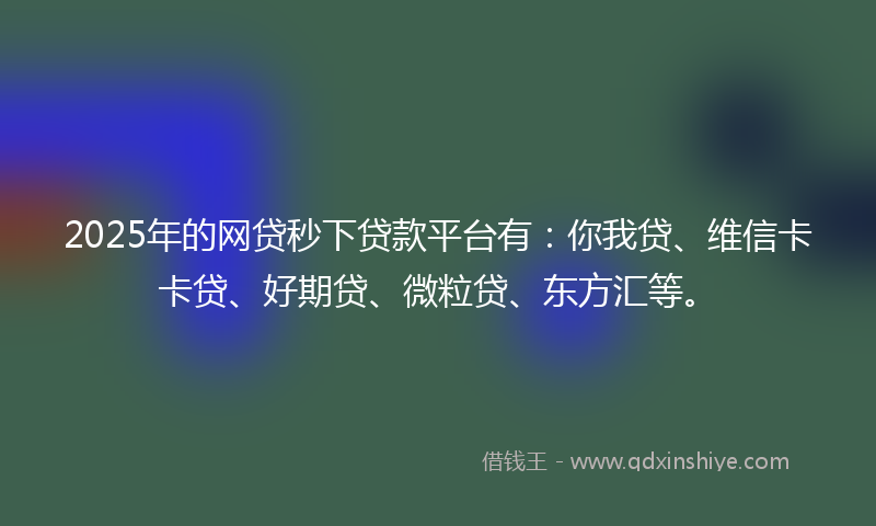 2025年的网贷秒下贷款平台有：你我贷、维信卡卡贷、好期贷、微粒贷、东方汇等。