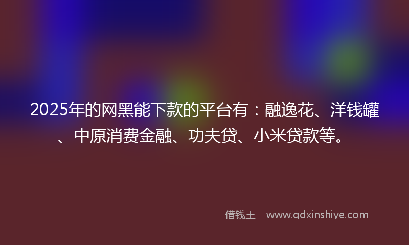 2025年的网黑能下款的平台有：融逸花、洋钱罐、中原消费金融、功夫贷、小米贷款等。