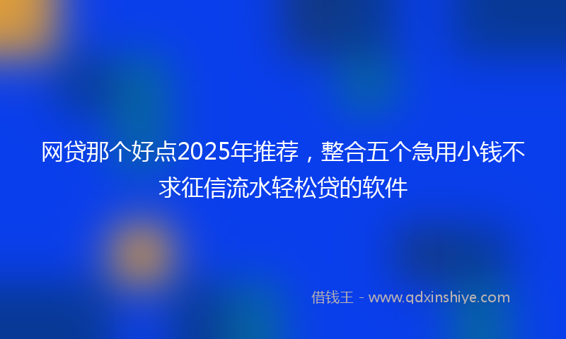 网贷那个好点2025年推荐，整合五个急用小钱不求征信流水轻松贷的软件
