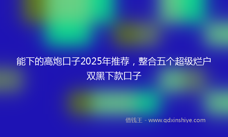 能下的高炮口子2025年推荐，整合五个超级烂户双黑下款口子