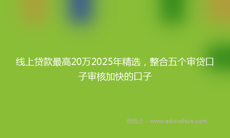 线上贷款最高20万2025年精选，整合五个审贷口子审核加快的口子