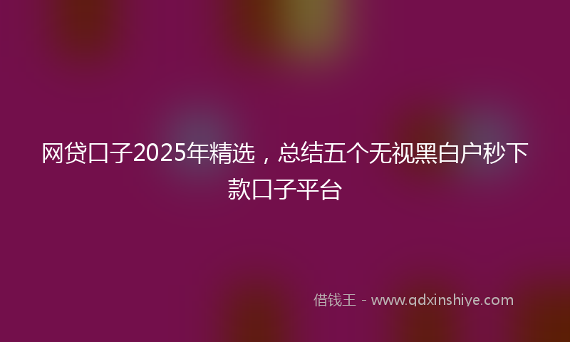 网贷口子2025年精选，总结五个无视黑白户秒下款口子平台