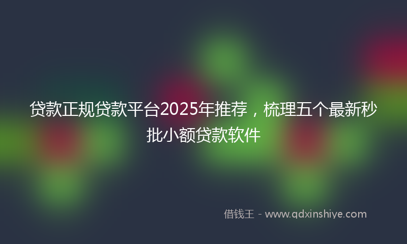 贷款正规贷款平台2025年推荐，梳理五个最新秒批小额贷款软件