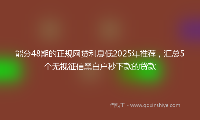 能分48期的正规网贷利息低2025年推荐，汇总5个无视征信黑白户秒下款的贷款