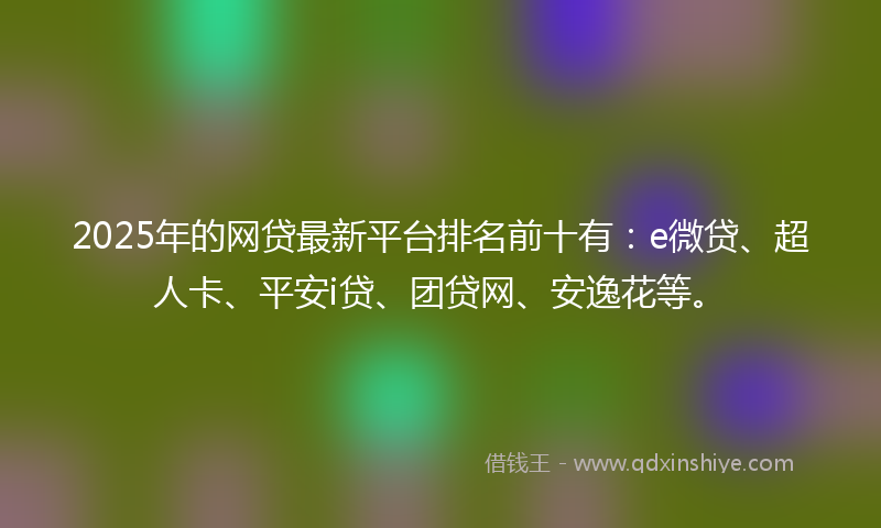 2025年的网贷最新平台排名前十有：e微贷、超人卡、平安i贷、团贷网、安逸花等。