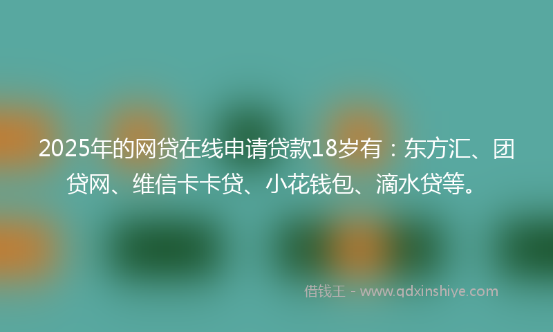 2025年的网贷在线申请贷款18岁有：东方汇、团贷网、维信卡卡贷、小花钱包、滴水贷等。