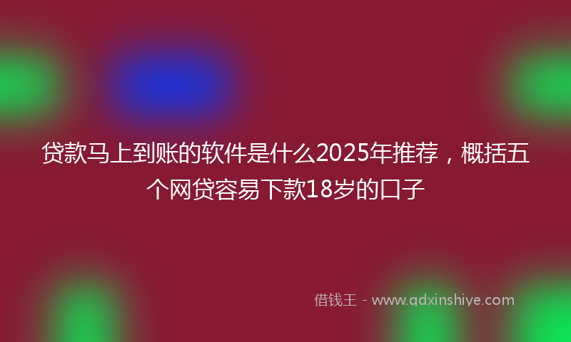 贷款马上到账的软件是什么2025年推荐，概括五个网贷容易下款18岁的口子
