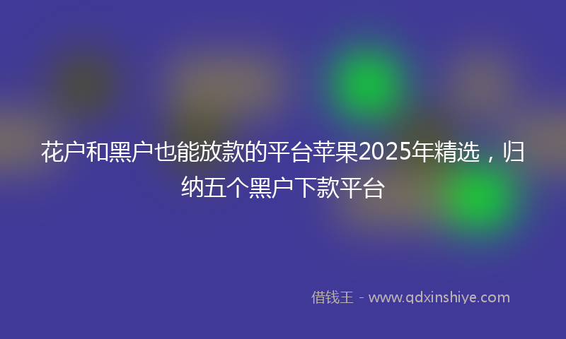 花户和黑户也能放款的平台苹果2025年精选，归纳五个黑户下款平台