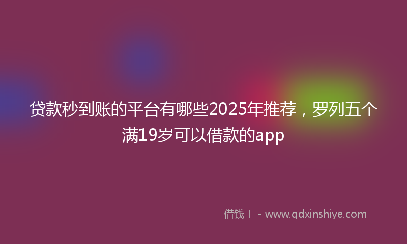 贷款秒到账的平台有哪些2025年推荐，罗列五个满19岁可以借款的app