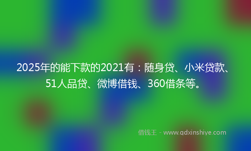 2025年的能下款的2021有：随身贷、小米贷款、51人品贷、微博借钱、360借条等。