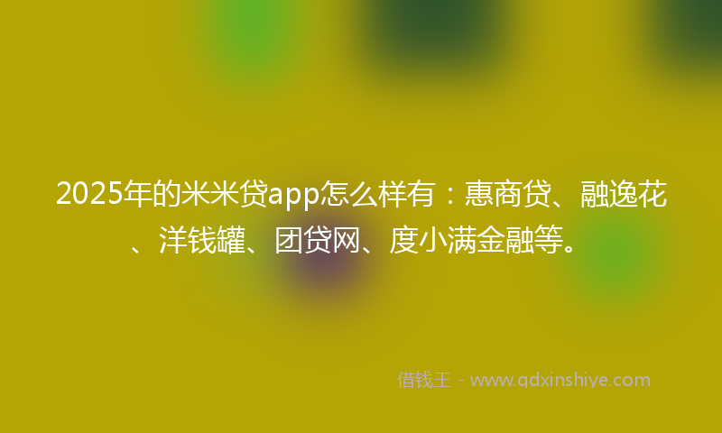 2025年的米米贷app怎么样有：惠商贷、融逸花、洋钱罐、团贷网、度小满金融等。
